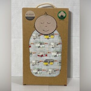 Milkbarn Kids VINTAGE CAMPERS ORGANIC COTTON SWADDLE 47” x 47” NEW NIB
